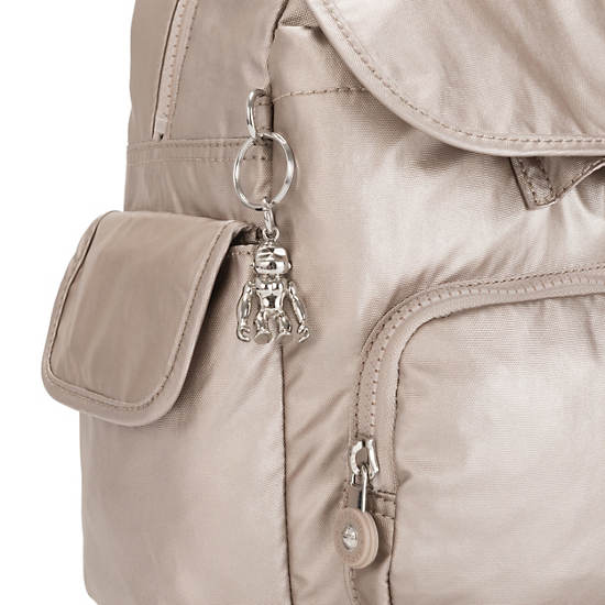 Kipling City Pack Mini Metallic Ryggsekk Beige | NO 1724HA